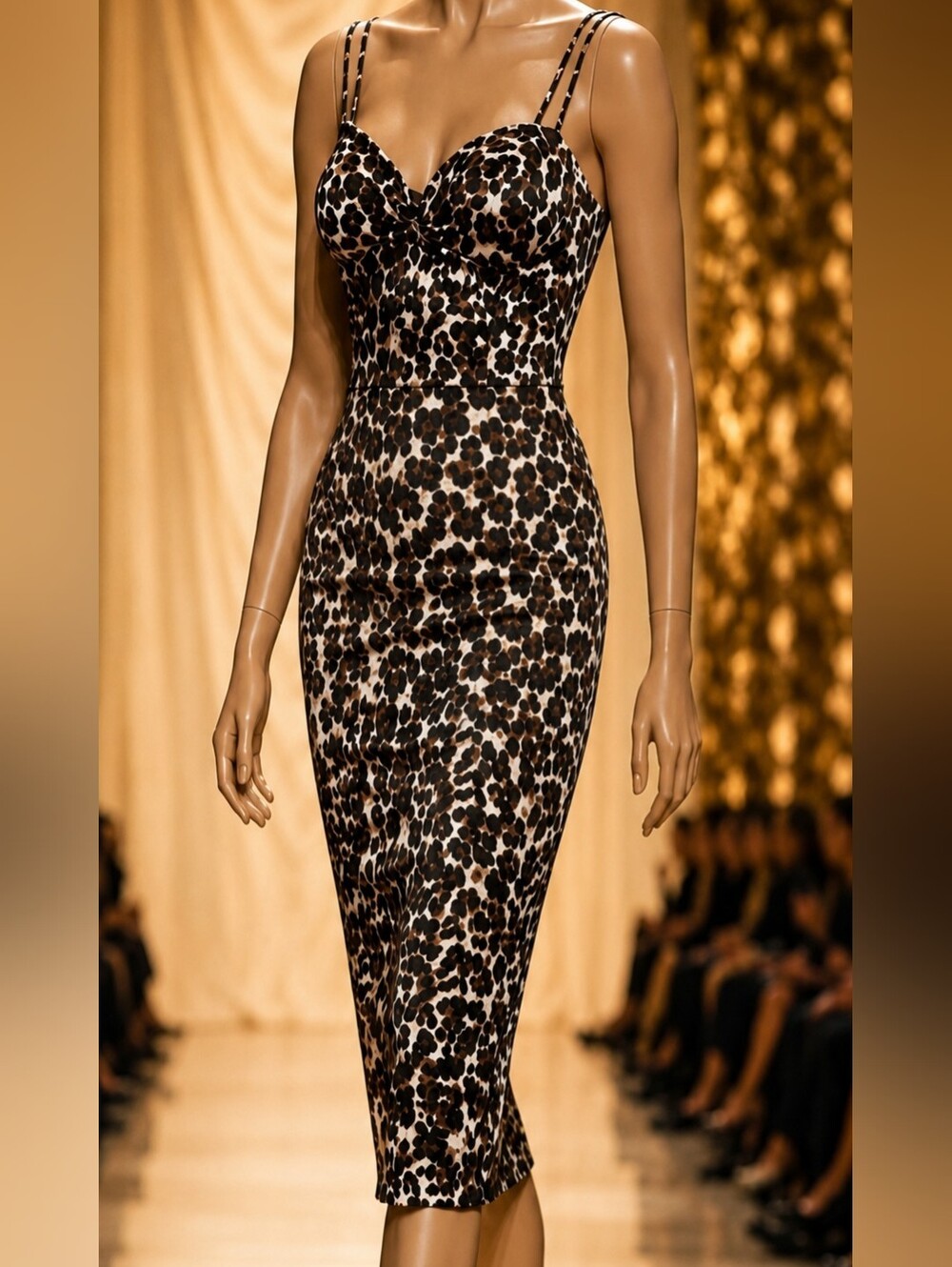 Stop Staring - Leopard Bustier Wiggle Midi Pinup Dress XL